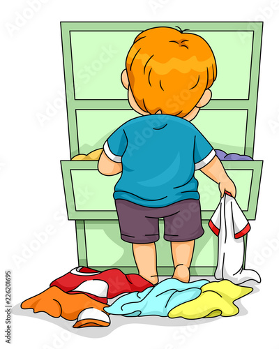 Kid Toddler Boy Look Outfit Drawer Illustration