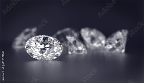 Diamonds group placed on dark blue background, 3d illustration.