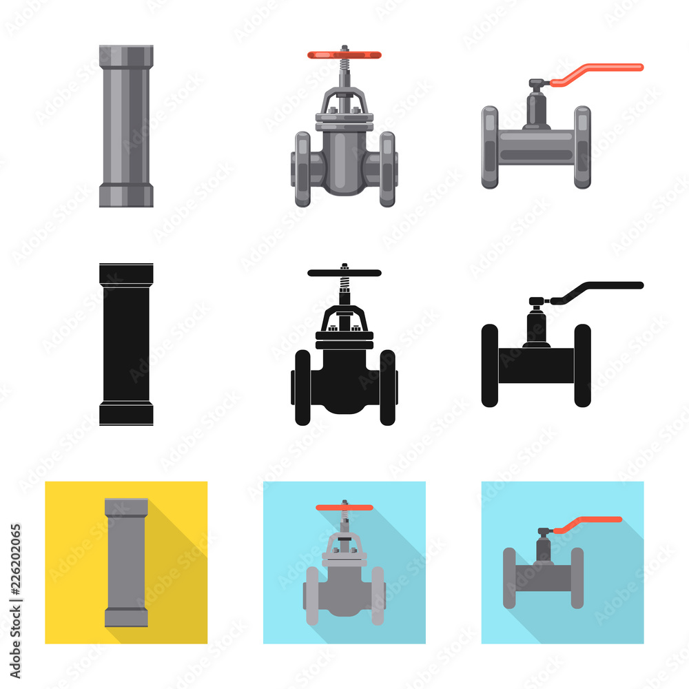 Vector illustration of pipe and tube sign. Collection of pipe and pipeline vector icon for stock. Vector illustration of pipe and tube sign. Collection of pipe and pipeline vector icon for stock.