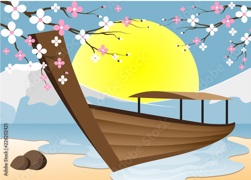 Long tail boat, Thailand vector illustration