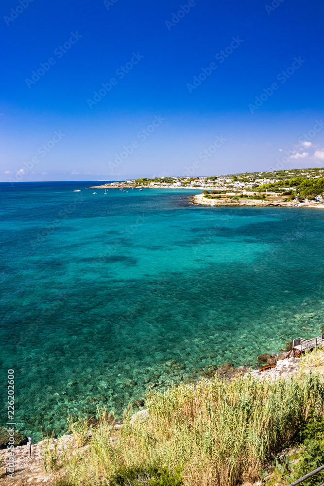 beautiful view of the turquoise sea in Santa Maria di Leuca