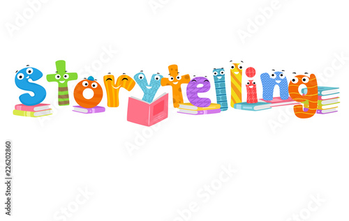 Story Telling Book Mascots Illustration