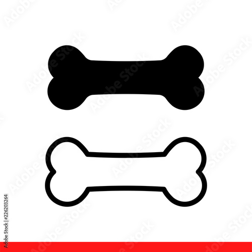 Dog bone vector icon. Simple, flat design for web or mobile app