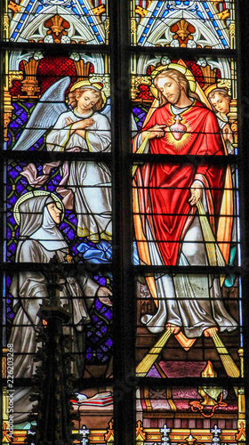 Obraz na płótnie Stained Glass of Sacred Heart of Jesus in Den Bosch Cathedral