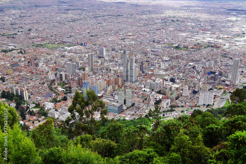 Aerial view of Bogota, seen from Montserrate, Colombia, South America