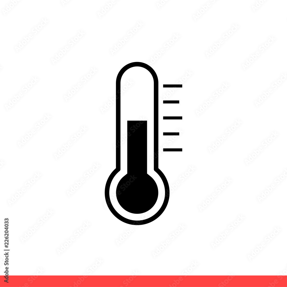 Thermometer vector icon, temperature symbol. Simple, flat design for web or mobile app Thermometer vector icon, temperature symbol. Simple, flat design for web or mobile app