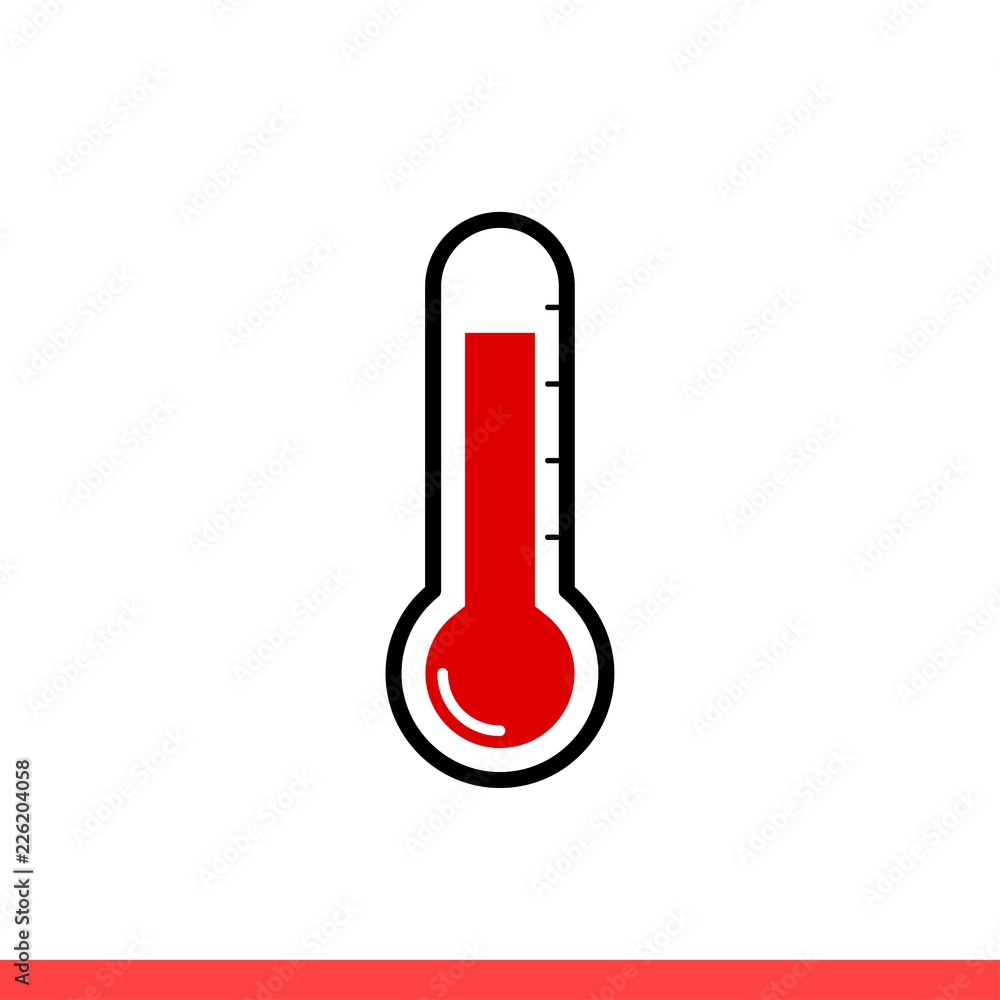 Thermometer vector icon, temperature symbol. Simple, flat design for web or mobile app Thermometer vector icon, temperature symbol. Simple, flat design for web or mobile app