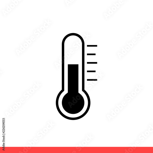 Thermometer vector icon, temperature symbol. Simple, flat design for web or mobile app
