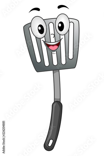 Mascot Slotted Spatula Illustration
