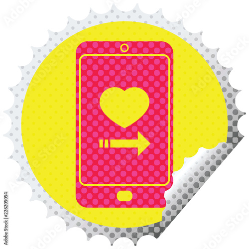 dating app on cell phone circular peeling sticker