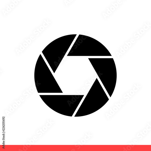 Camera objective vector icon, photo symbol. Simple, flat design for web or mobile app