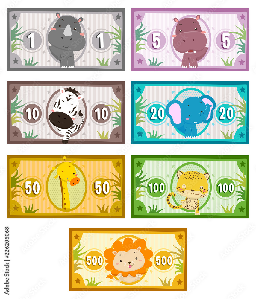 Animals Safari Money Printables Illustration Animals Safari Money Printables Illustration