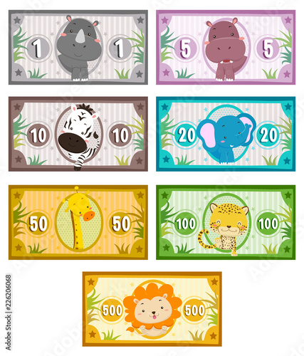 Animals Safari Money Printables Illustration