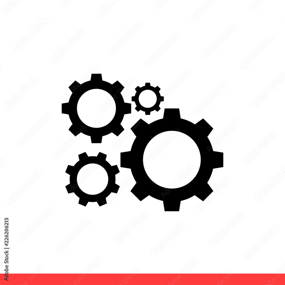 Mechanism vector icon, gear symbol. Simple, flat design for web or mobile app Mechanism vector icon, gear symbol. Simple, flat design for web or mobile app