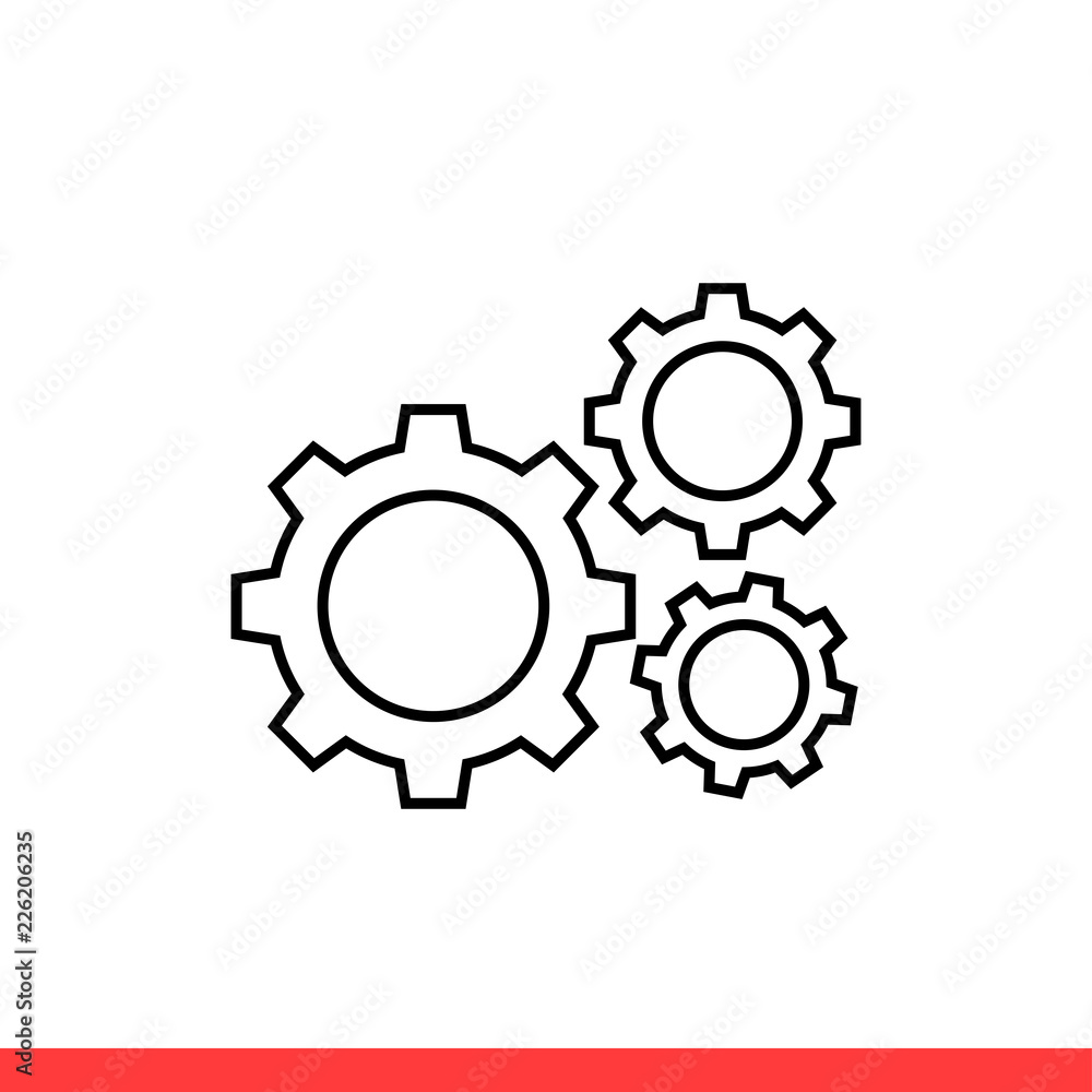Mechanism vector icon, gear symbol. Simple, flat design for web or mobile app