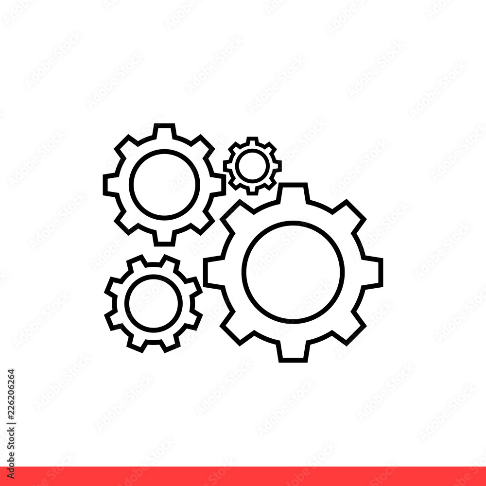 Mechanism vector icon, gear symbol. Simple, flat design for web or mobile app