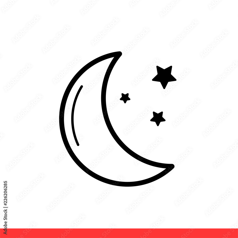Moon star vector icon, night symbol. Simple, flat design for web or mobile app Moon star vector icon, night symbol. Simple, flat design for web or mobile app