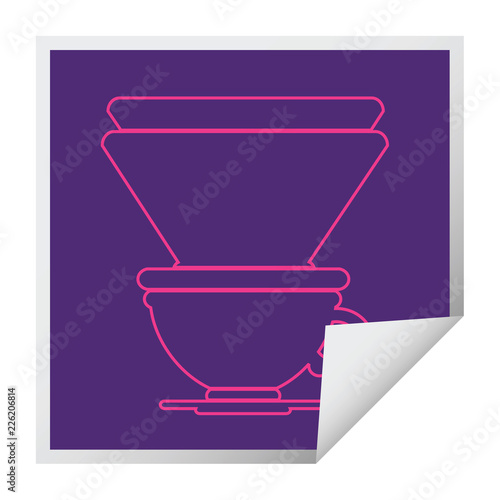 coffee filter cup square peeling sticker