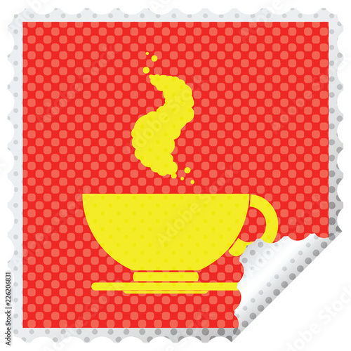 Coffee cup square peeling sticker