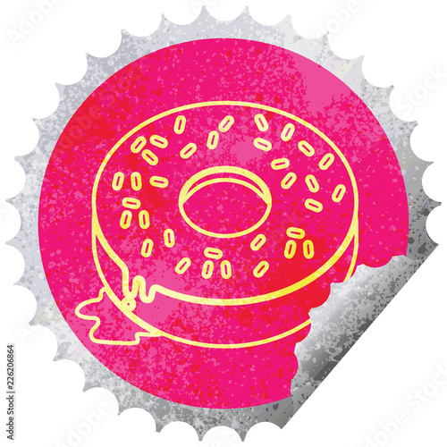 Tasty donut circular peeling sticker