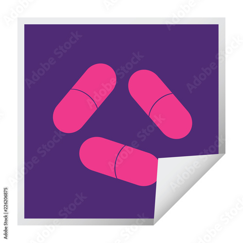 pills square peeling sticker