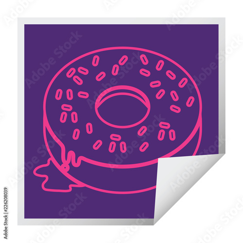 Tasty donut square peeling sticker