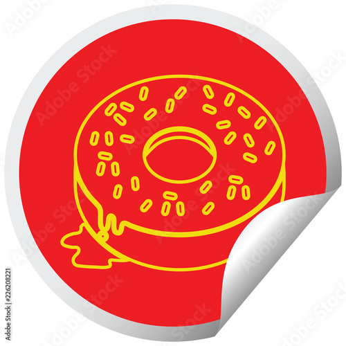 Tasty donut circular peeling sticker