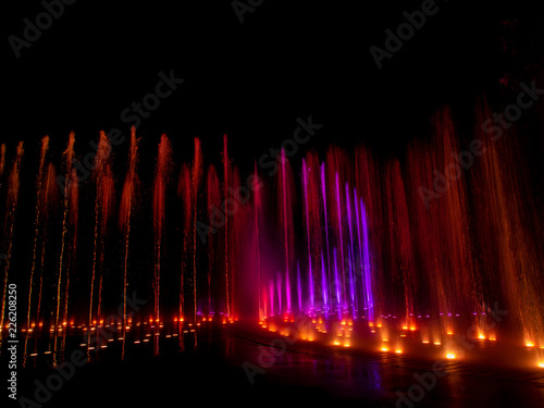  colored decorative dancing water jet led light fountain show at night