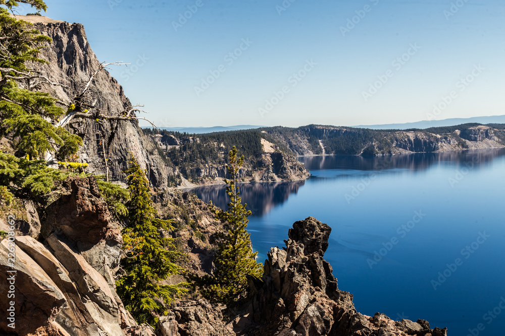 Liao Rock view from Merriam point at Crater lake, Oregon, USA