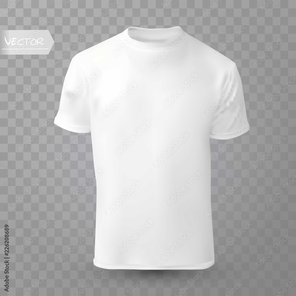 Shirt mock up on transparent background. T-shirt template. White version,  front design. Stock Vector | Adobe Stock