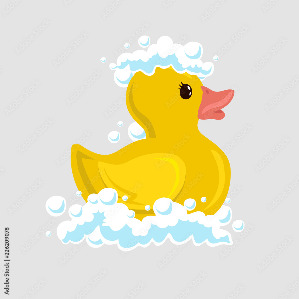 Bath duck icon with duck on white background vector illustration Stock