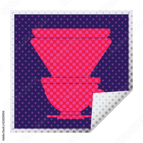 coffee filter cup square peeling sticker