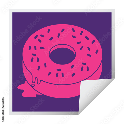 Tasty donut square peeling sticker