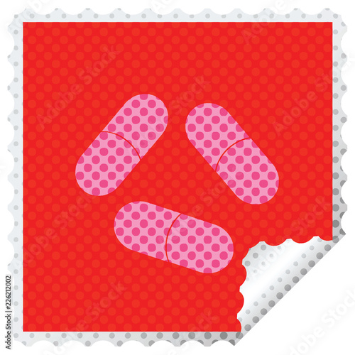 pills square peeling sticker