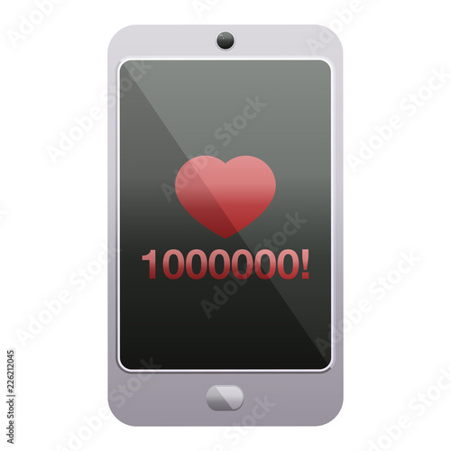 mobile phone showing 1000000 likes graphic icon