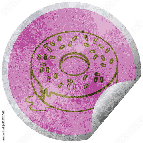 Tasty donut circular peeling sticker
