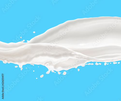 Canvas Print milk  on blue  background