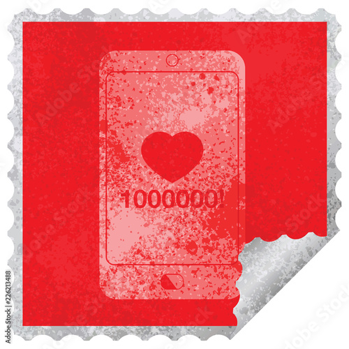 mobile phone showing 1000000 likes square peeling sticker