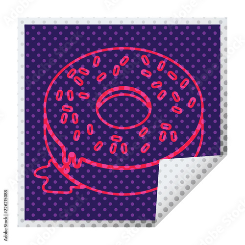 Tasty donut square peeling sticker
