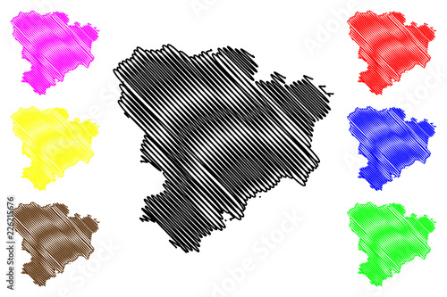 Volgograd Oblast (Russia, Subjects of the Russian Federation, Oblasts of Russia) map vector illustration, scribble sketch Stalingrad Oblast map