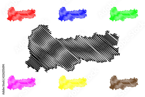 Vologda Oblast (Russia, Subjects of the Russian Federation, Oblasts of Russia) map vector illustration, scribble sketch Vologda Oblast map