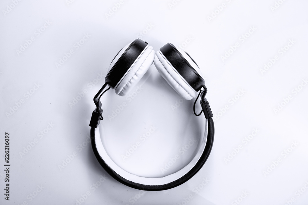 Black and white color wireless Headphone on white isolated Black and white color wireless Headphone on white isolated