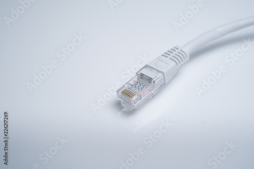 Ethernet cable Cat 5 RJ45 on white isolated background