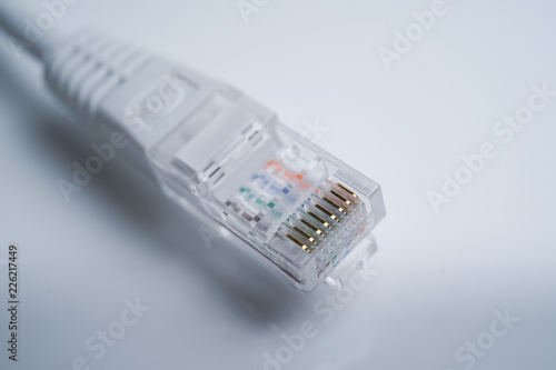 Ethernet cable Cat 5 RJ45 on white isolated background