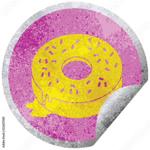 Tasty donut circular peeling sticker