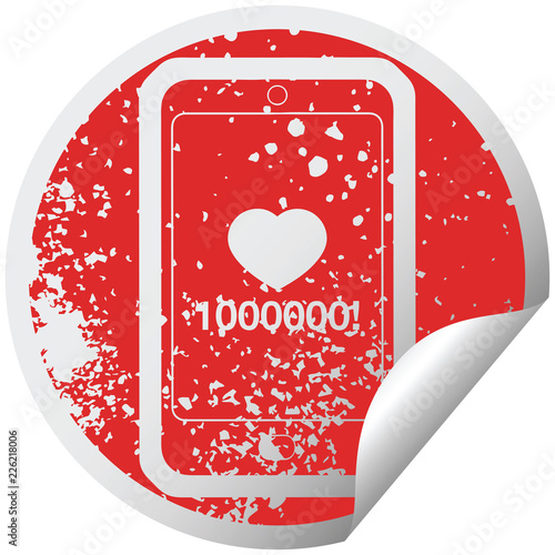 mobile phone showing 1000000 likes graphic distressed sticker