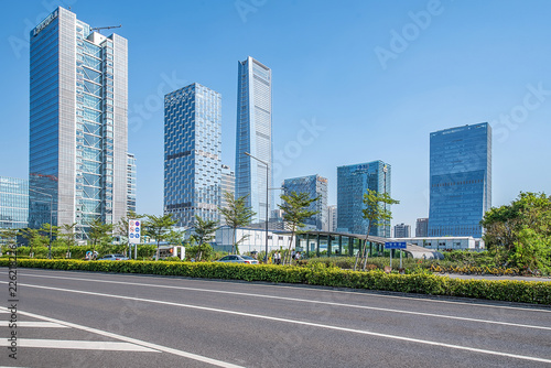 Shenzhen Nanshan District Houhai CBD Complex and Empty Road Shenzhen City Scenery