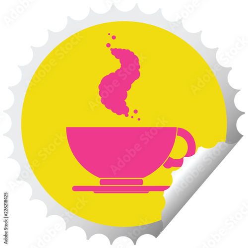Coffee cup circular peeling sticker