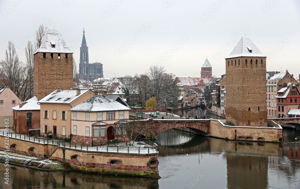 Winter and snow in Strasbourg - Alsace - France Winter and snow in Strasbourg - Alsace - France