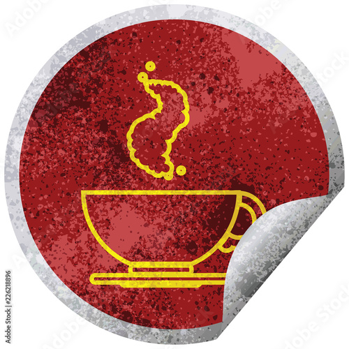 Coffee cup circular peeling sticker